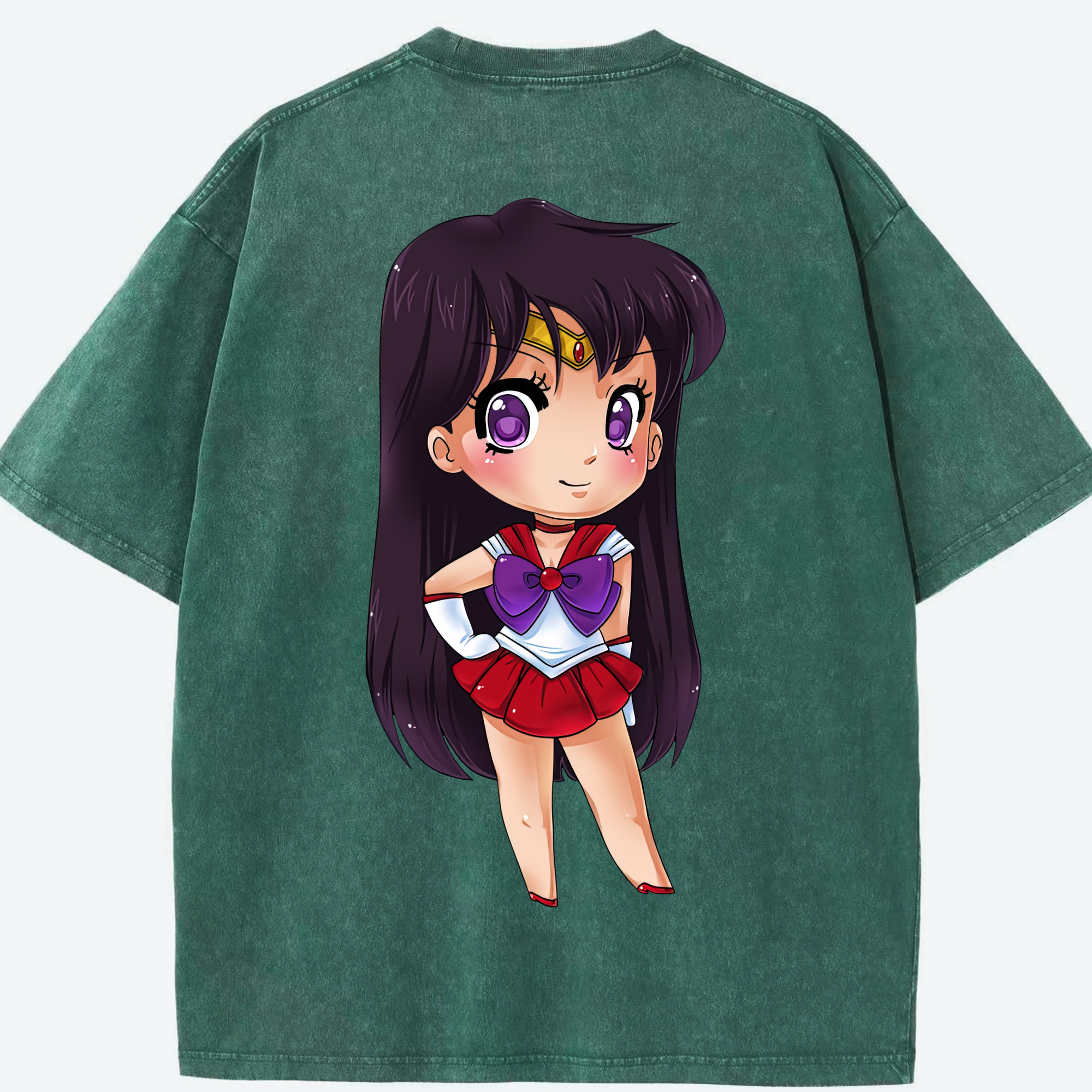 （画像用） 美少女戦士セーラームーン 火野レイ ひの レイ Sailor Moon Hino Rei （セーラーマーズ,Sailor Mars） 綿100% ヴィンテージ風 半袖Tシャツ（背面プリント）